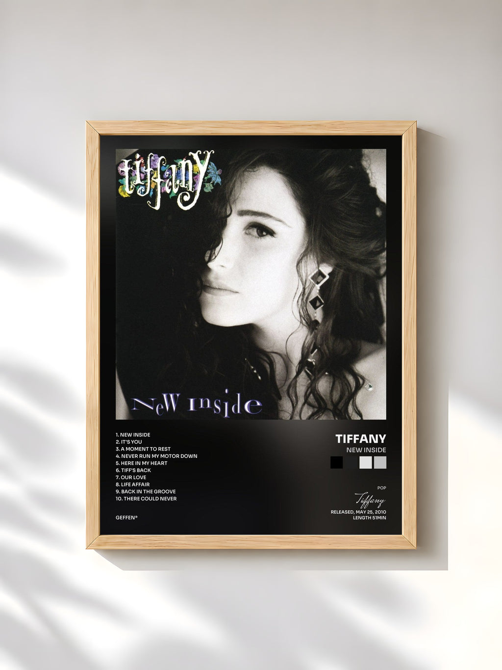 #bois Tableau de l'album New Inside de Tiffany, cadre en bois brut, imprimé et encadré en France