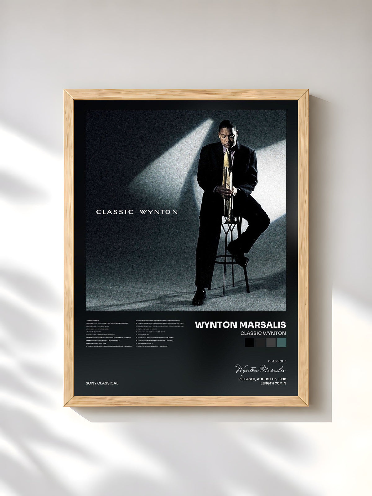#bois Tableau de l'album Classic Wynton de Wynton Marsalis, cadre en bois brut, imprimé et encadré en France