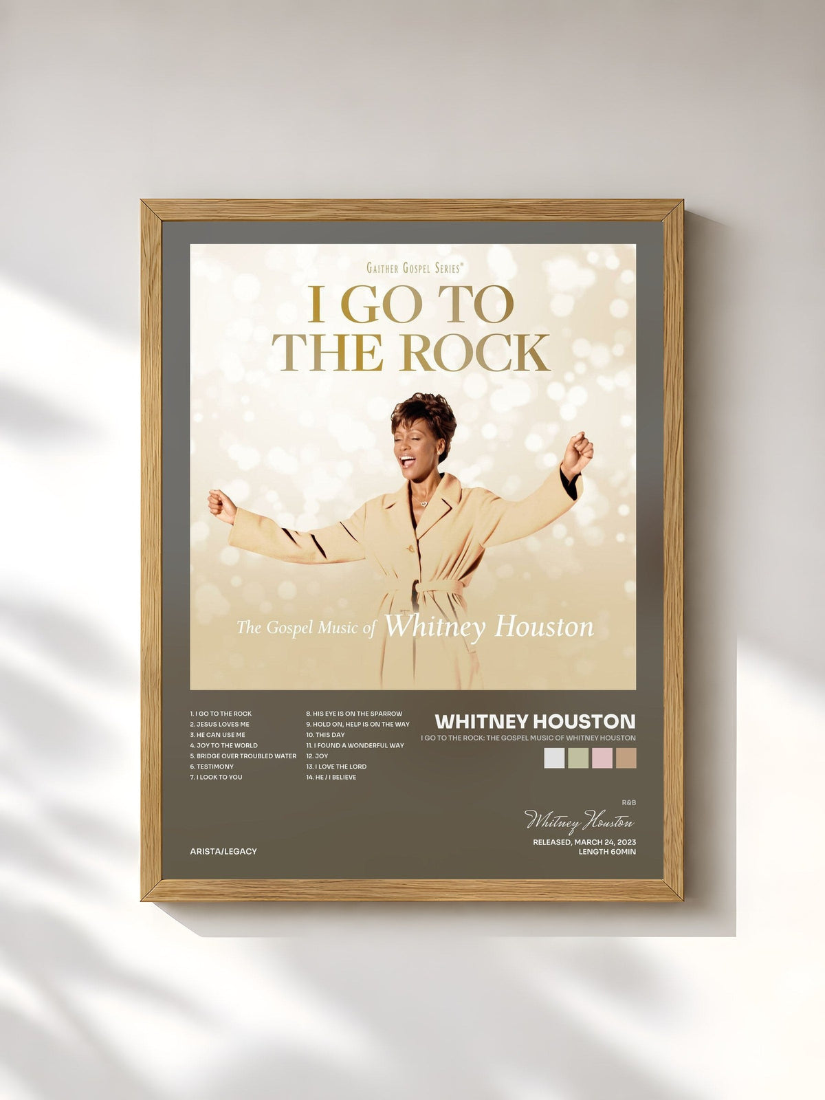 #bois Tableau de l'album I Go To The Rock: The Gospel Music Of Whitney Houston de Whitney Houston, cadre en bois brut, imprimé et encadré en France