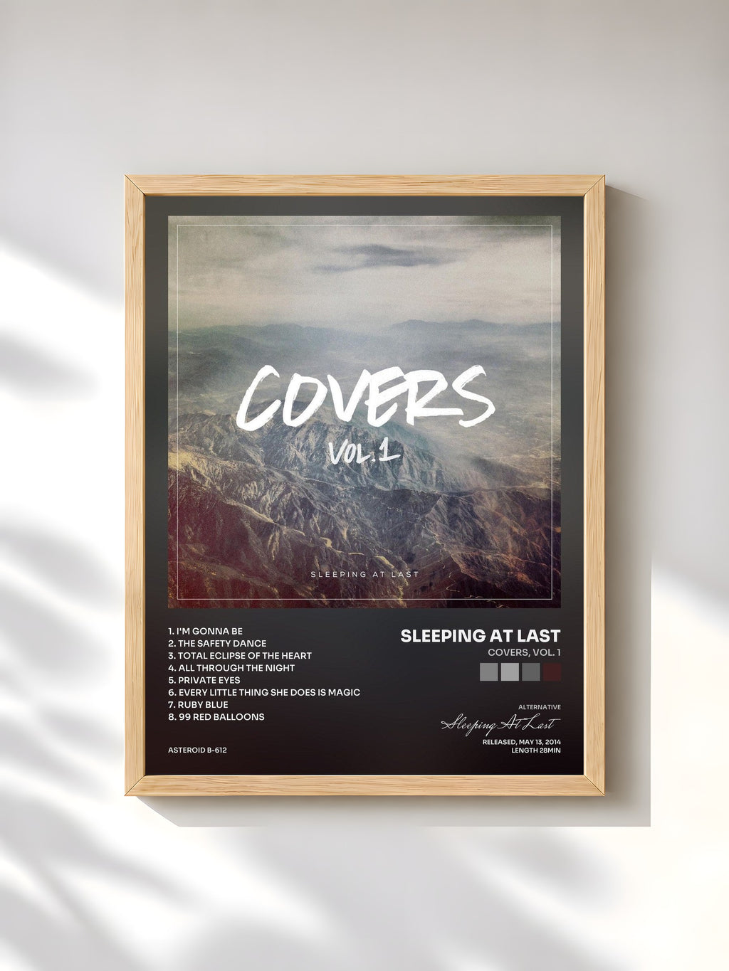 #bois Tableau de l'album Covers, Vol. 1 de Sleeping At Last, cadre en bois brut, imprimé et encadré en France