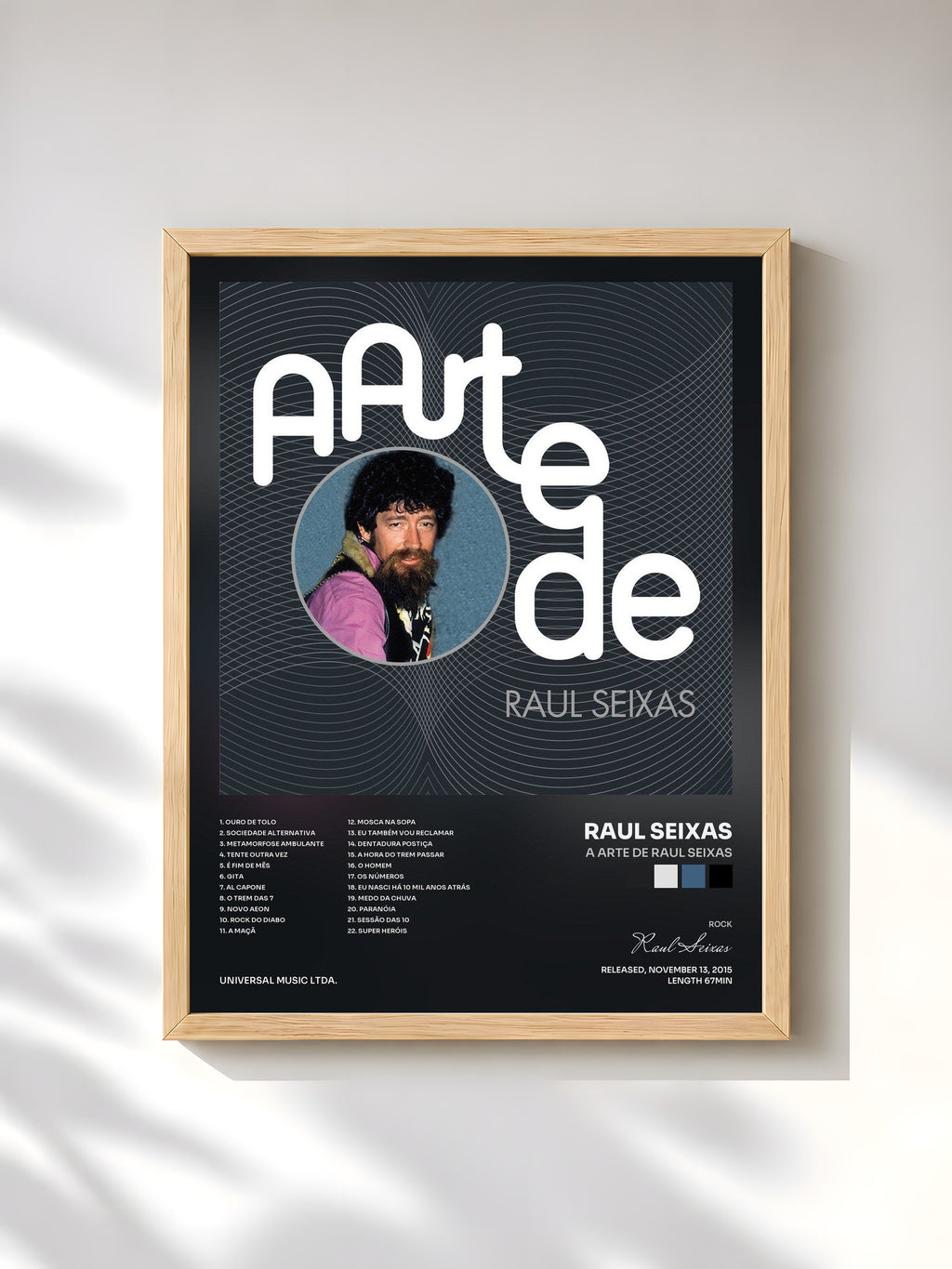 #bois Tableau de l'album A Arte De Raul Seixas de Raul Seixas, cadre en bois brut, imprimé et encadré en France