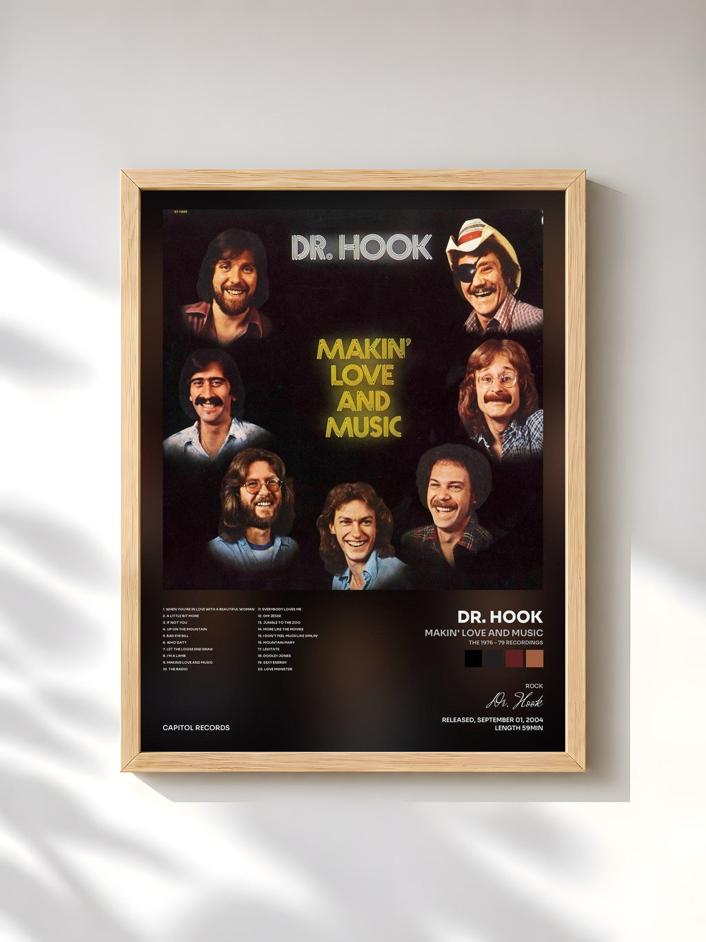 #bois Tableau de l'album Makin' Love And Music (The 1976 - 79 Recordings) de Dr. Hook, cadre en bois brut, imprimé et encadré en France