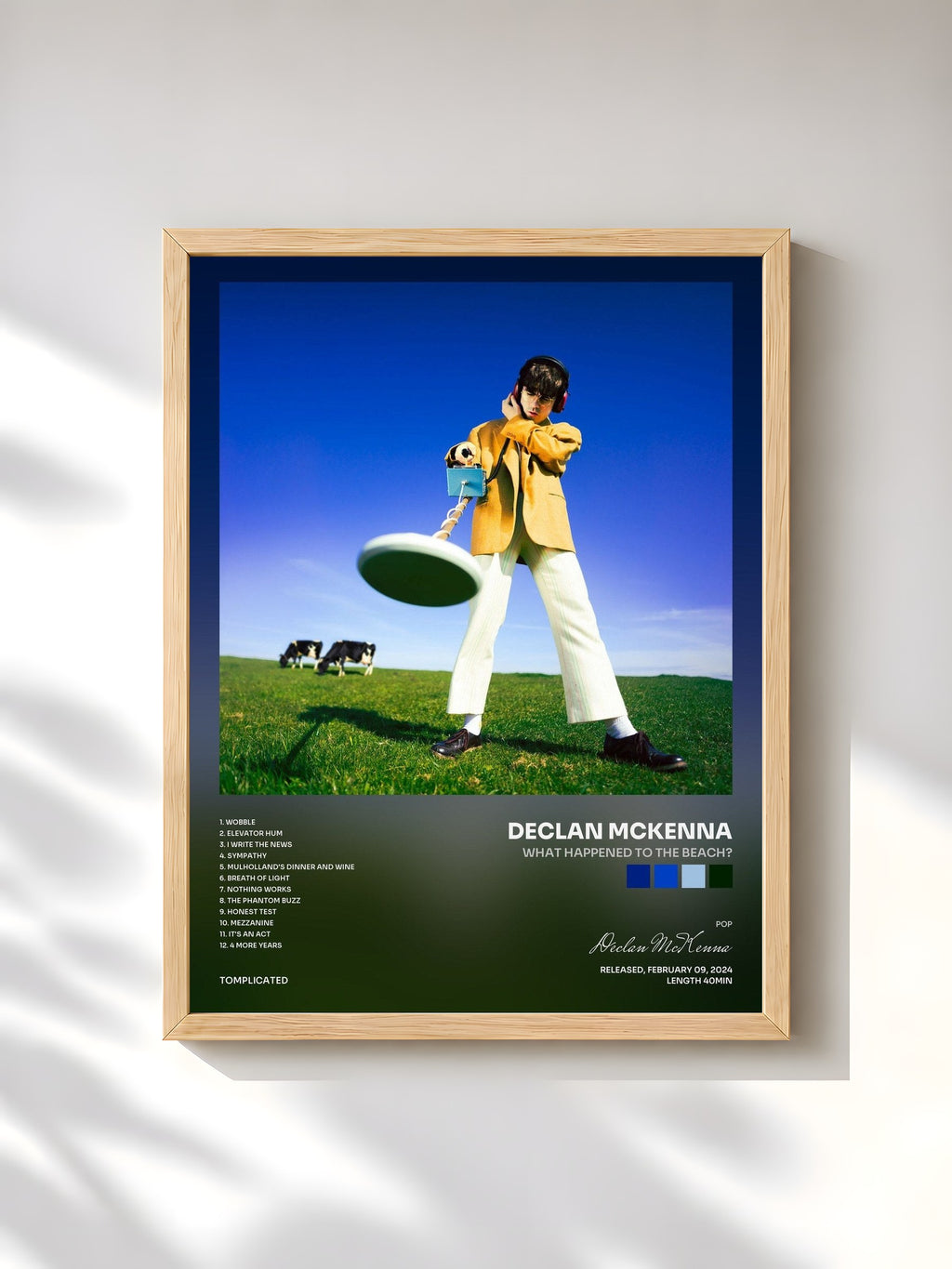 #bois Tableau de l'album What Happened to the Beach? de Declan McKenna, cadre en bois brut, imprimé et encadré en France