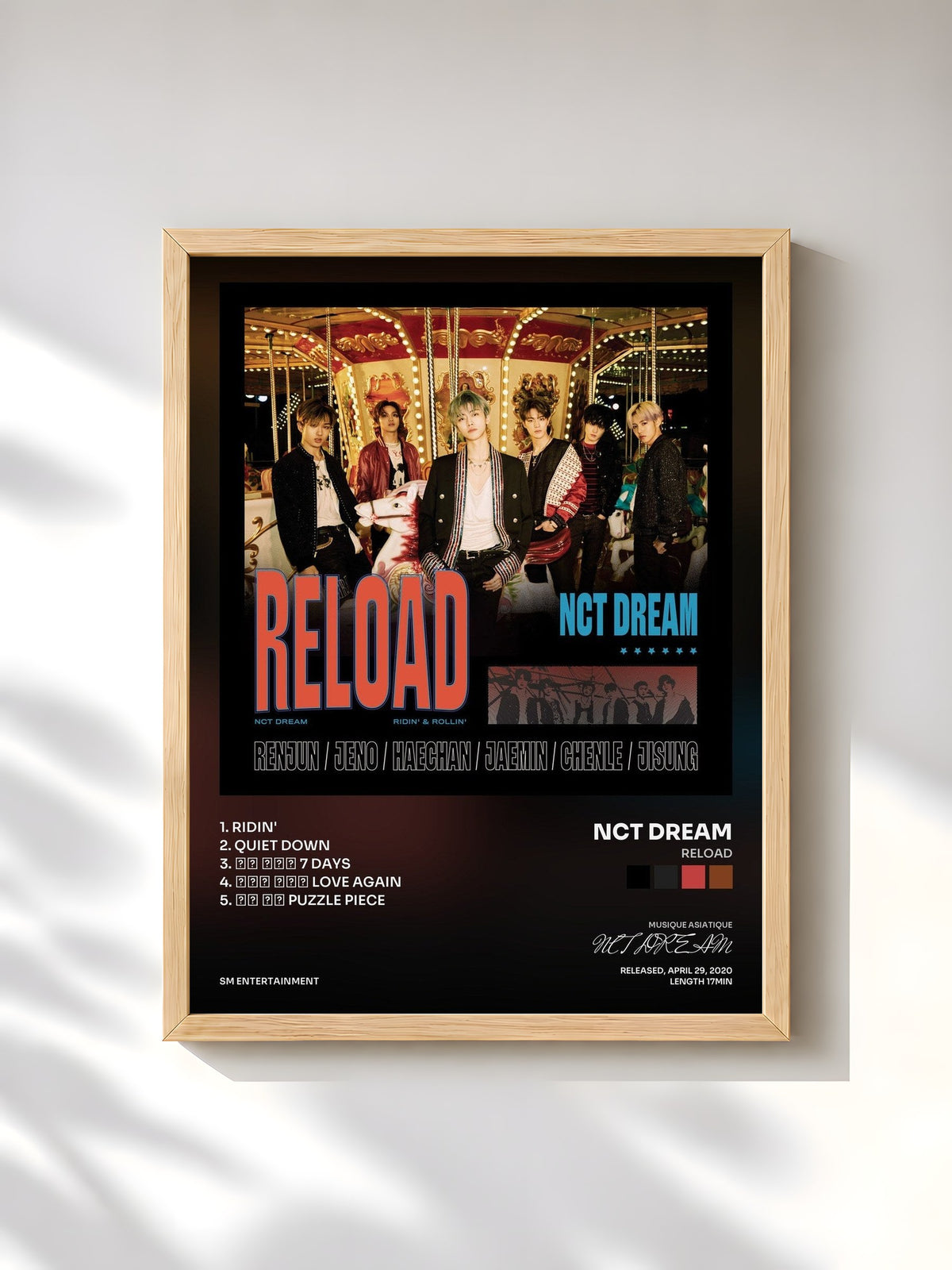 #bois Tableau de l'album Reload de NCT DREAM, cadre en bois brut, imprimé et encadré en France