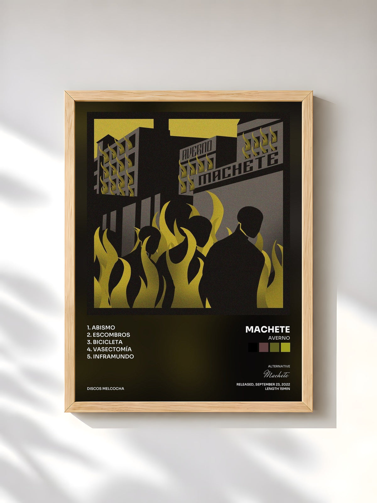 #bois Tableau de l'album Averno de Machete, cadre en bois brut, imprimé et encadré en France