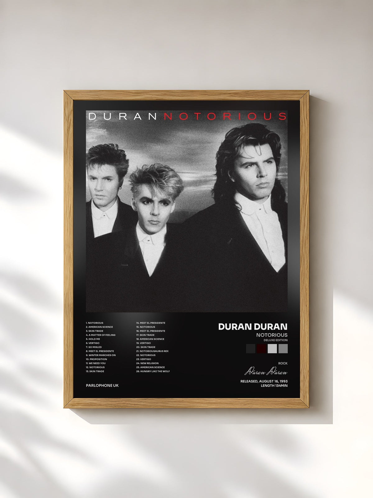 #bois Tableau de l'album Notorious (Deluxe Edition) de Duran Duran, cadre en bois brut, imprimé et encadré en France