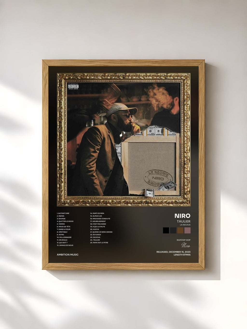 #bois Tableau de l'album Taulier (La recave) de Niro, cadre en bois brut, imprimé et encadré en France