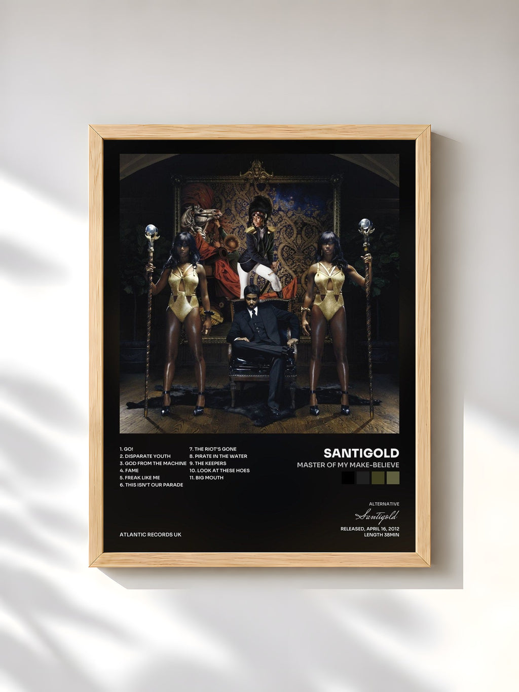 #bois Tableau de l'album Master of My Make-Believe de Santigold, cadre en bois brut, imprimé et encadré en France