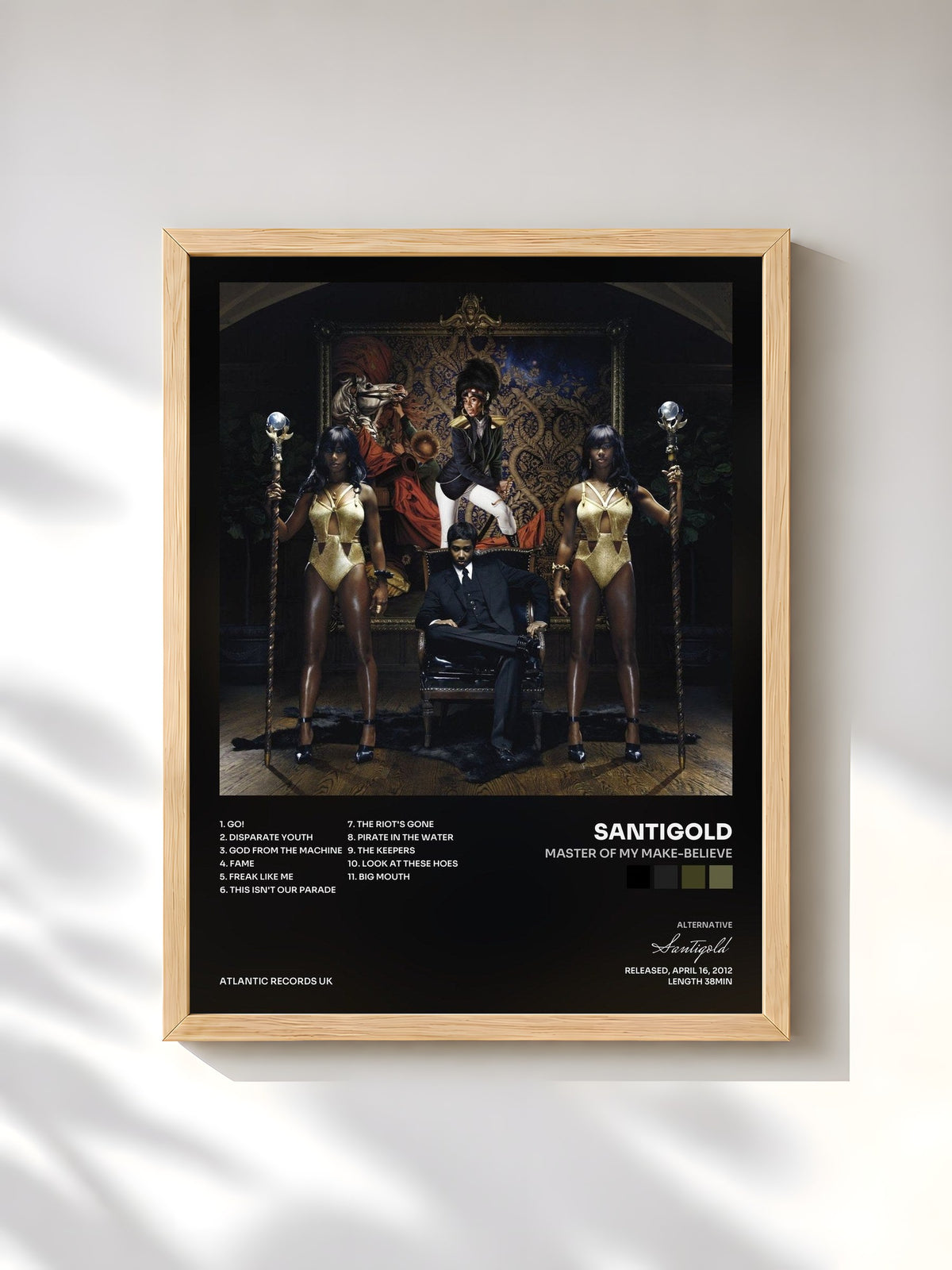 #bois Tableau de l'album Master of My Make-Believe de Santigold, cadre en bois brut, imprimé et encadré en France