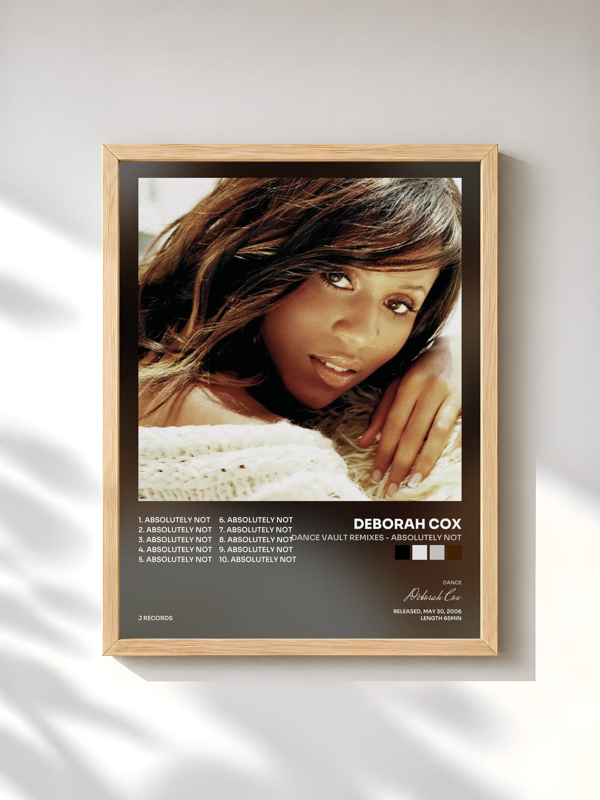 #bois Tableau de l'album Dance Vault Remixes - Absolutely Not de Deborah Cox, cadre en bois brut, imprimé et encadré en France