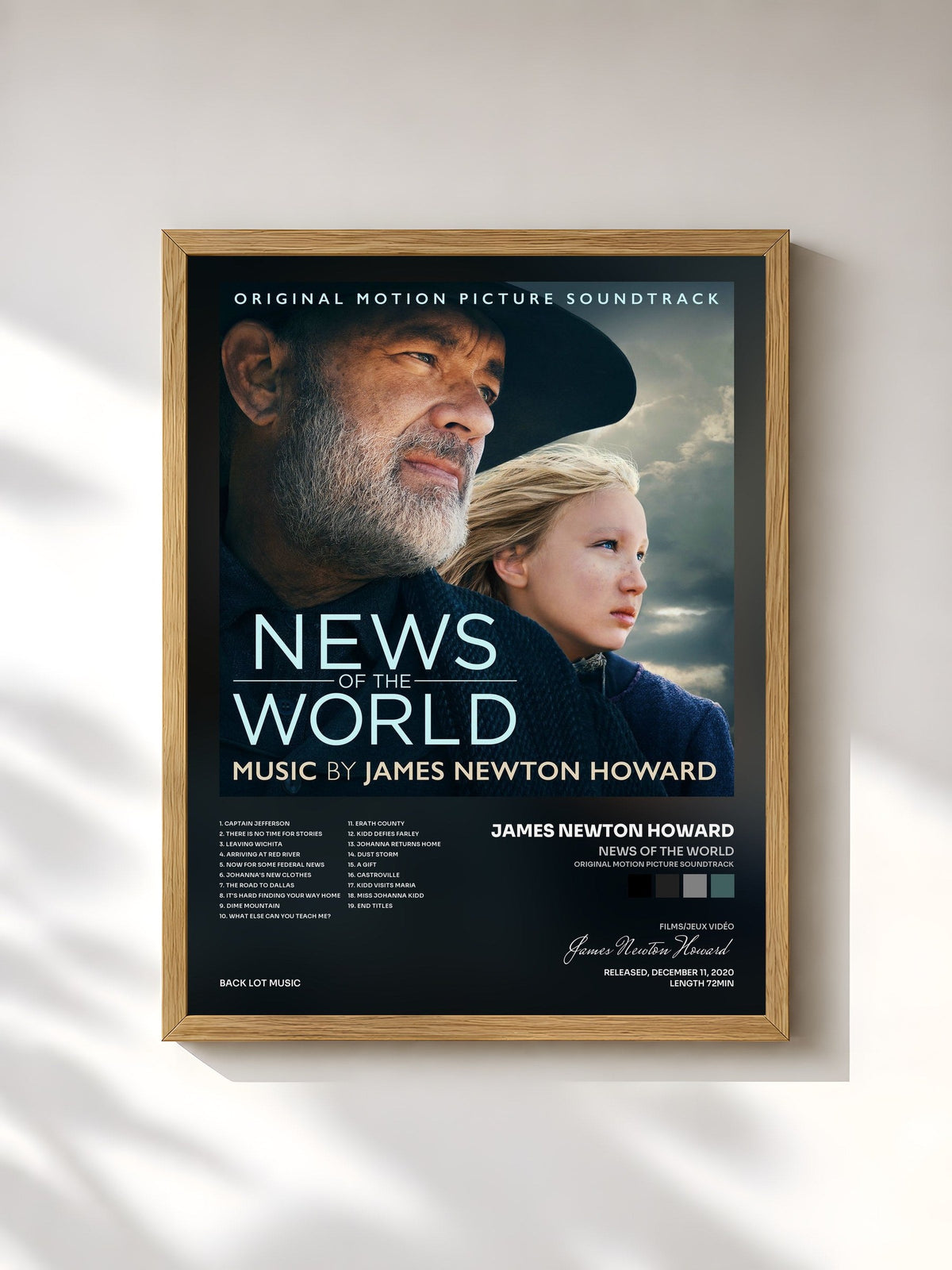 #bois Tableau de l'album News Of The World (Original Motion Picture Soundtrack) de James Newton Howard, cadre en bois brut, imprimé et encadré en France