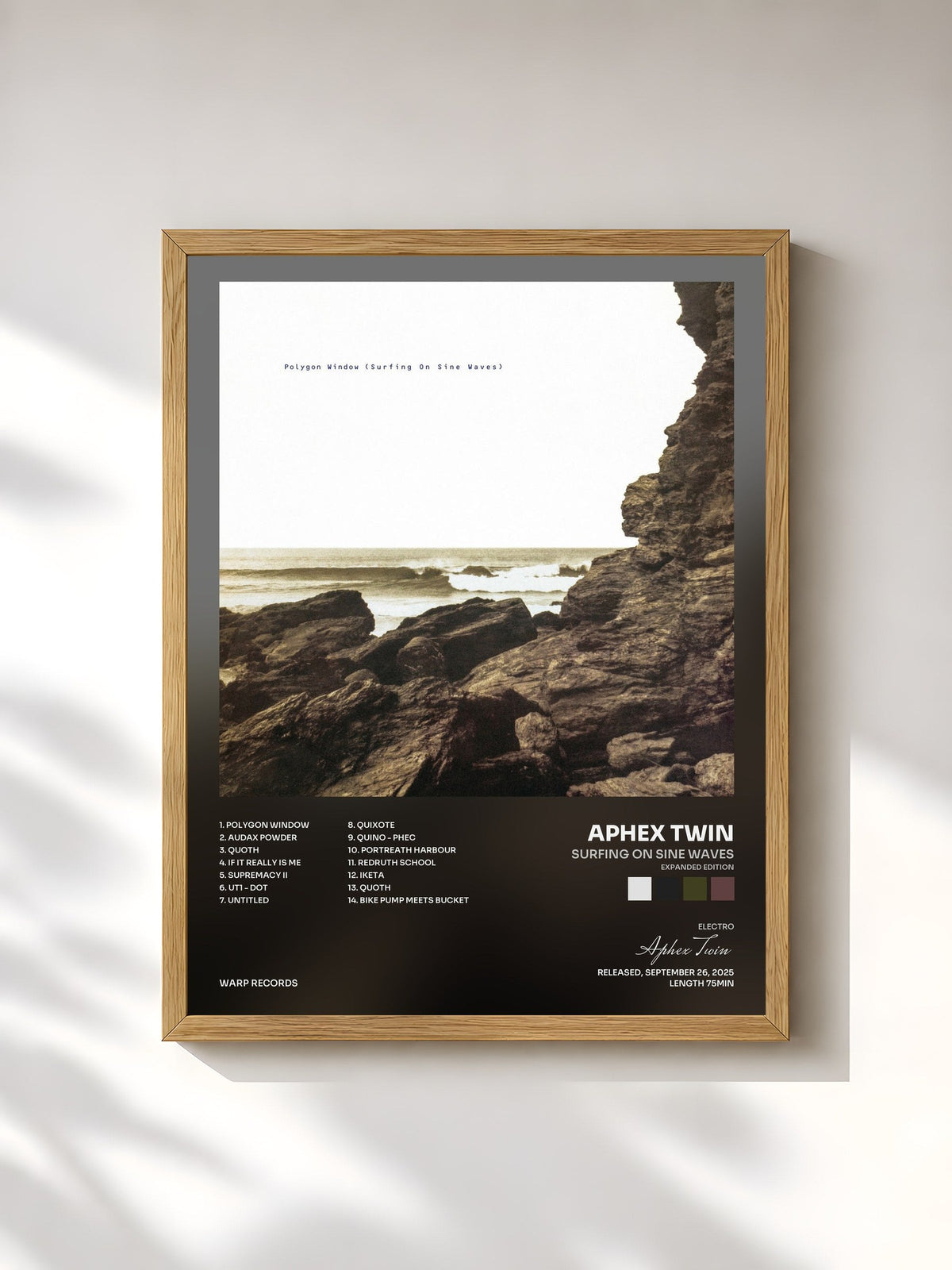 #bois Tableau de l'album Surfing On Sine Waves (Expanded Edition) de Aphex Twin, cadre en bois brut, imprimé et encadré en France