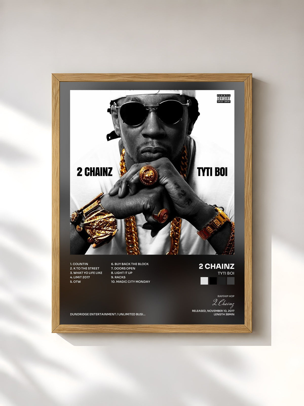 #bois Tableau de l'album Tyti Boi de 2 Chainz, cadre en bois brut, imprimé et encadré en France