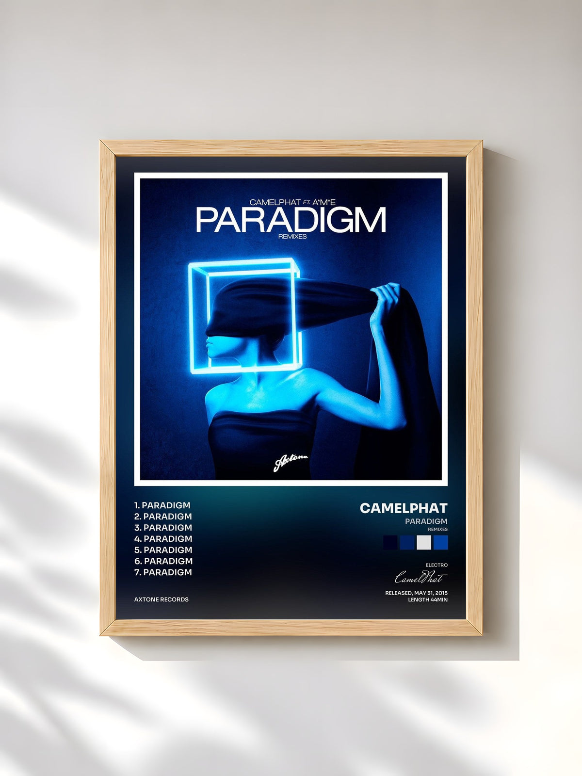 #bois Tableau de l'album Paradigm (Remixes) de CamelPhat, cadre en bois brut, imprimé et encadré en France