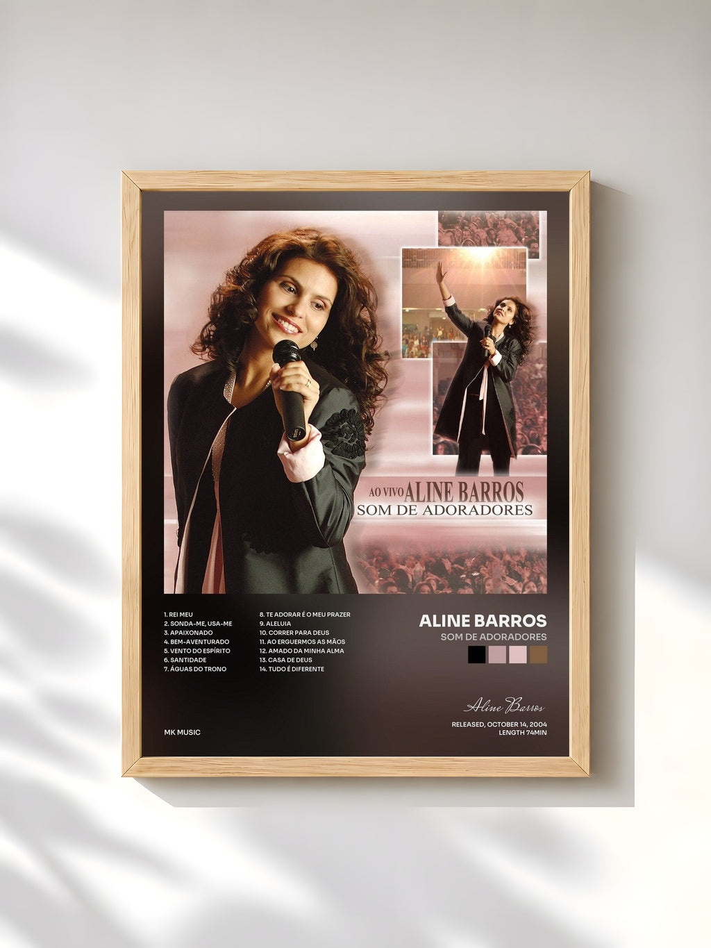 #bois Tableau de l'album Som de Adoradores de Aline Barros, cadre en bois brut, imprimé et encadré en France