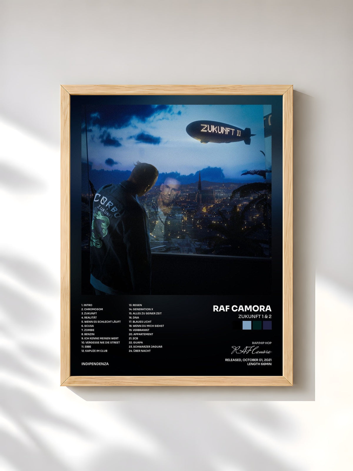 #bois Tableau de l'album Zukunft 1 & 2 de RAF Camora, cadre en bois brut, imprimé et encadré en France