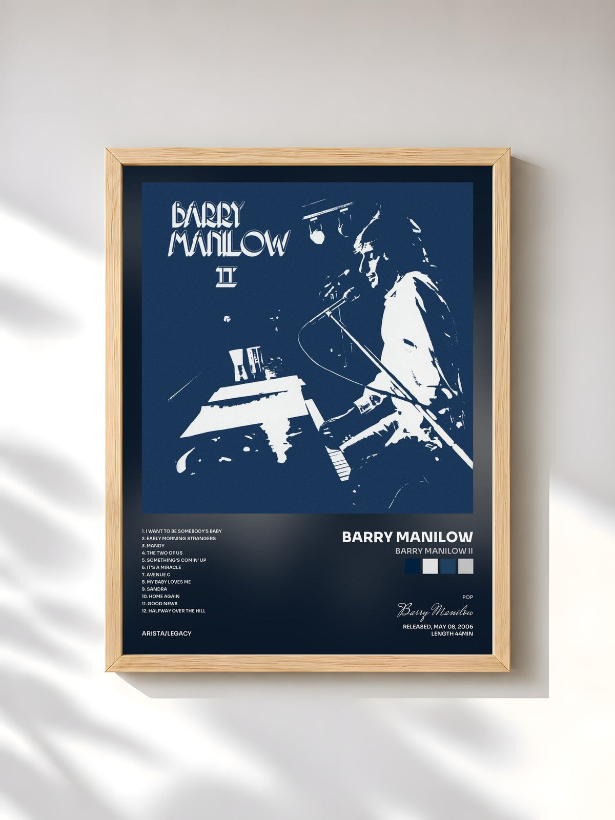 #bois Tableau de l'album Barry Manilow II de Barry Manilow, cadre en bois brut, imprimé et encadré en France