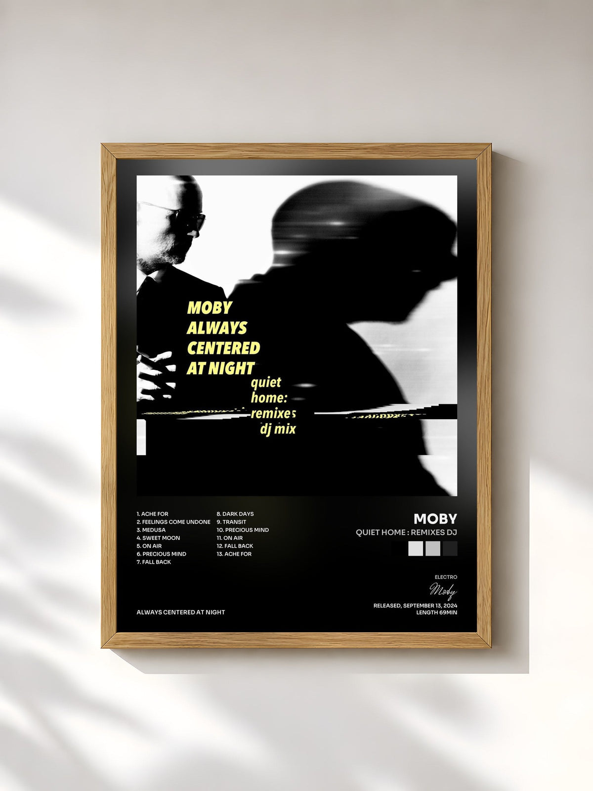 #bois Tableau de l'album quiet home : remixes dj de Moby, cadre en bois brut, imprimé et encadré en France