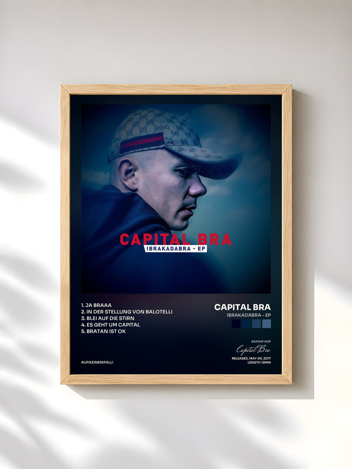 #bois Tableau de l'album Ibrakadabra - EP de Capital Bra, cadre en bois brut, imprimé et encadré en France