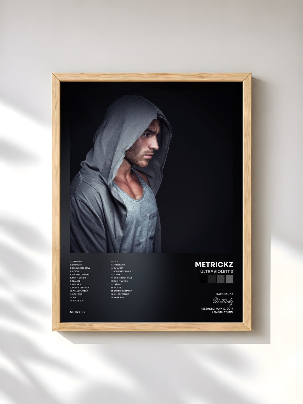 #bois Tableau de l'album Ultraviolett 2 de Metrickz, cadre en bois brut, imprimé et encadré en France