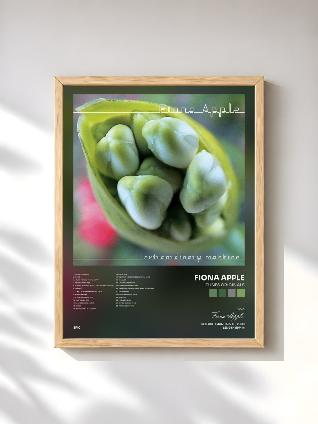 #bois Tableau de l'album iTunes Originals de Fiona Apple, cadre en bois brut, imprimé et encadré en France