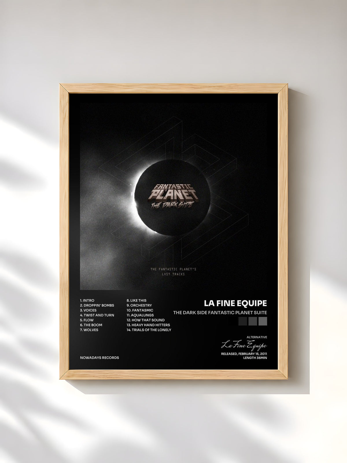 #bois Tableau de l'album The Dark Side Fantastic Planet Suite de La Fine Equipe, cadre en bois brut, imprimé et encadré en France
