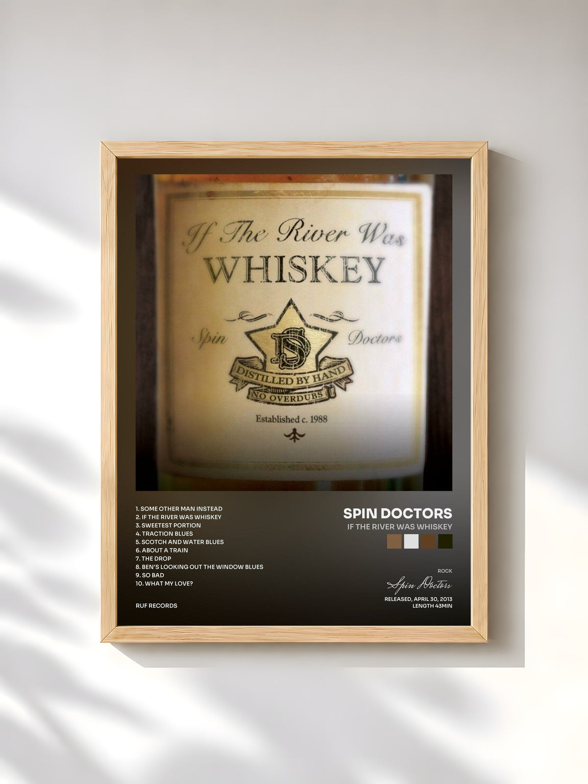 #bois Tableau de l'album If the River Was Whiskey de Spin Doctors, cadre en bois brut, imprimé et encadré en France
