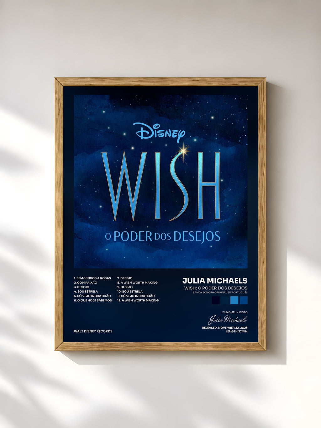 #bois Tableau de l'album Wish: O Poder dos Desejos (Banda Sonora Original em Português) de Julia Michaels, cadre en bois brut, imprimé et encadré en France
