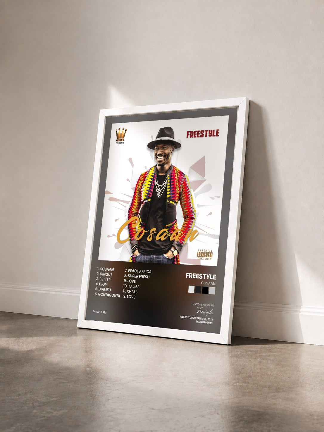 #blanc Tableau de l'album Cosaan de Freestyle vu de trois quarts, cadre blanc