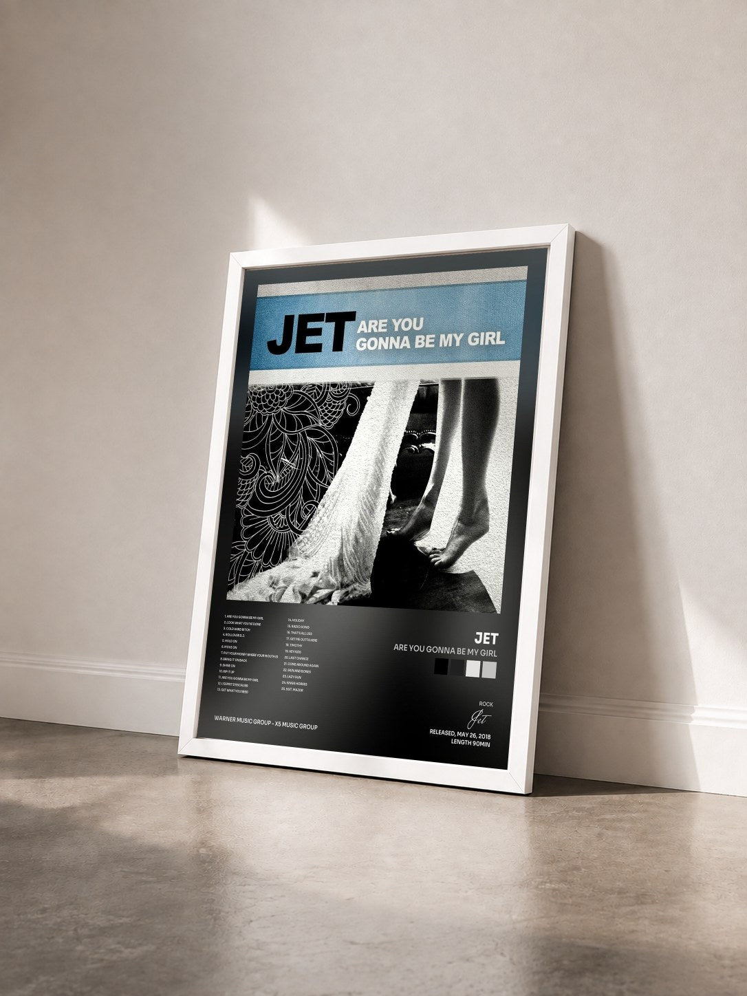 #blanc Tableau de l'album Are You Gonna Be My Girl de Jet vu de trois quarts, cadre blanc