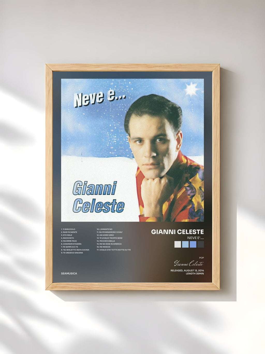 #bois Tableau de l'album Neve e'.... de Gianni Celeste, cadre en bois brut, imprimé et encadré en France