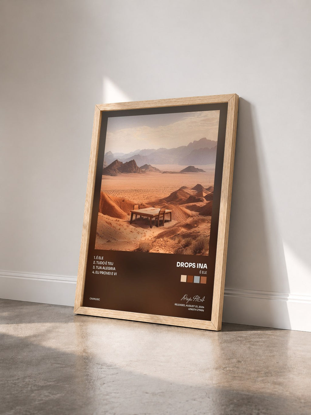 #bois Tableau de l'album É Ele de Drops INA vu de trois quarts, cadre en bois brut