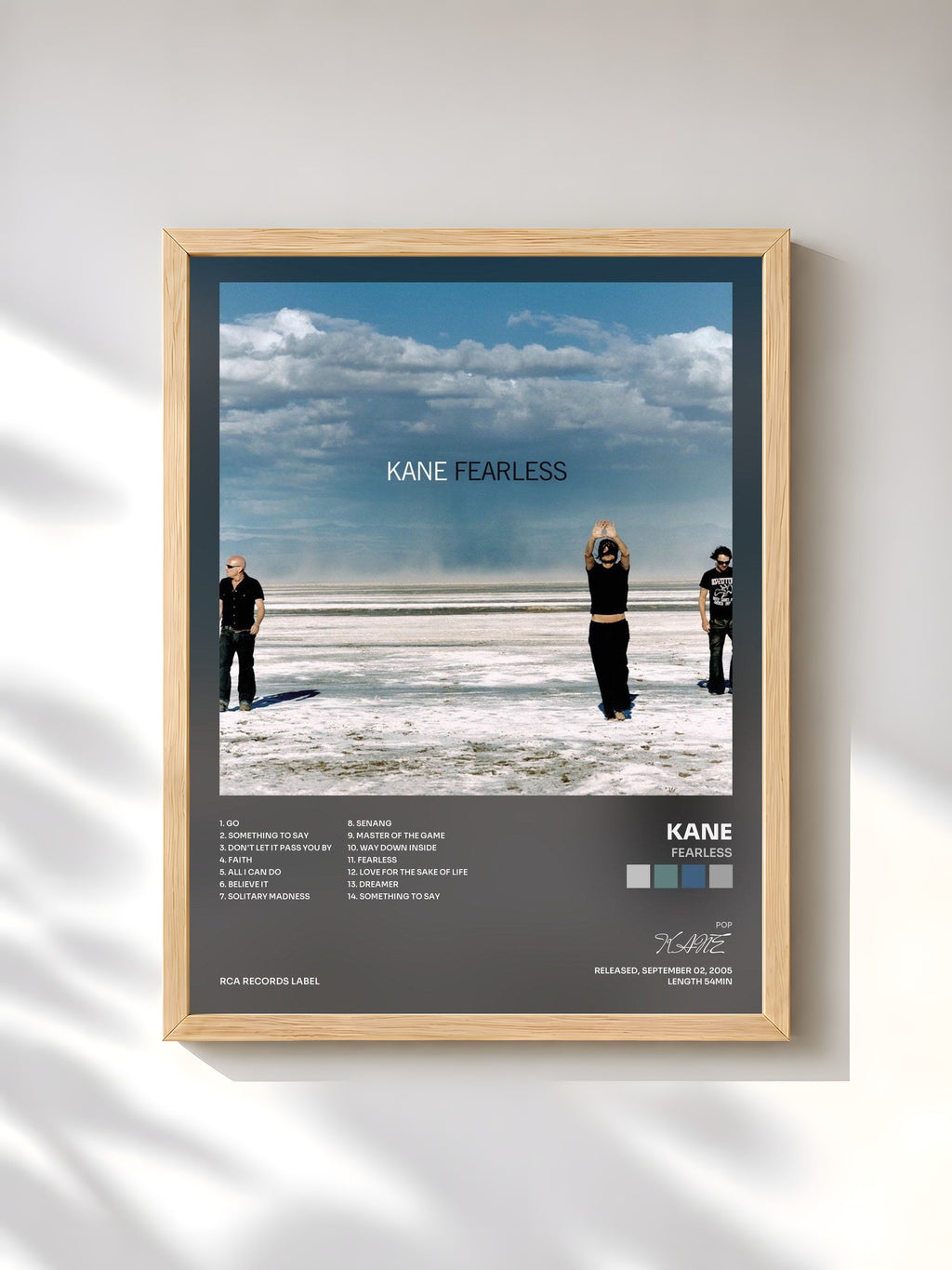 #bois Tableau de l'album Fearless de KANE, cadre en bois brut, imprimé et encadré en France