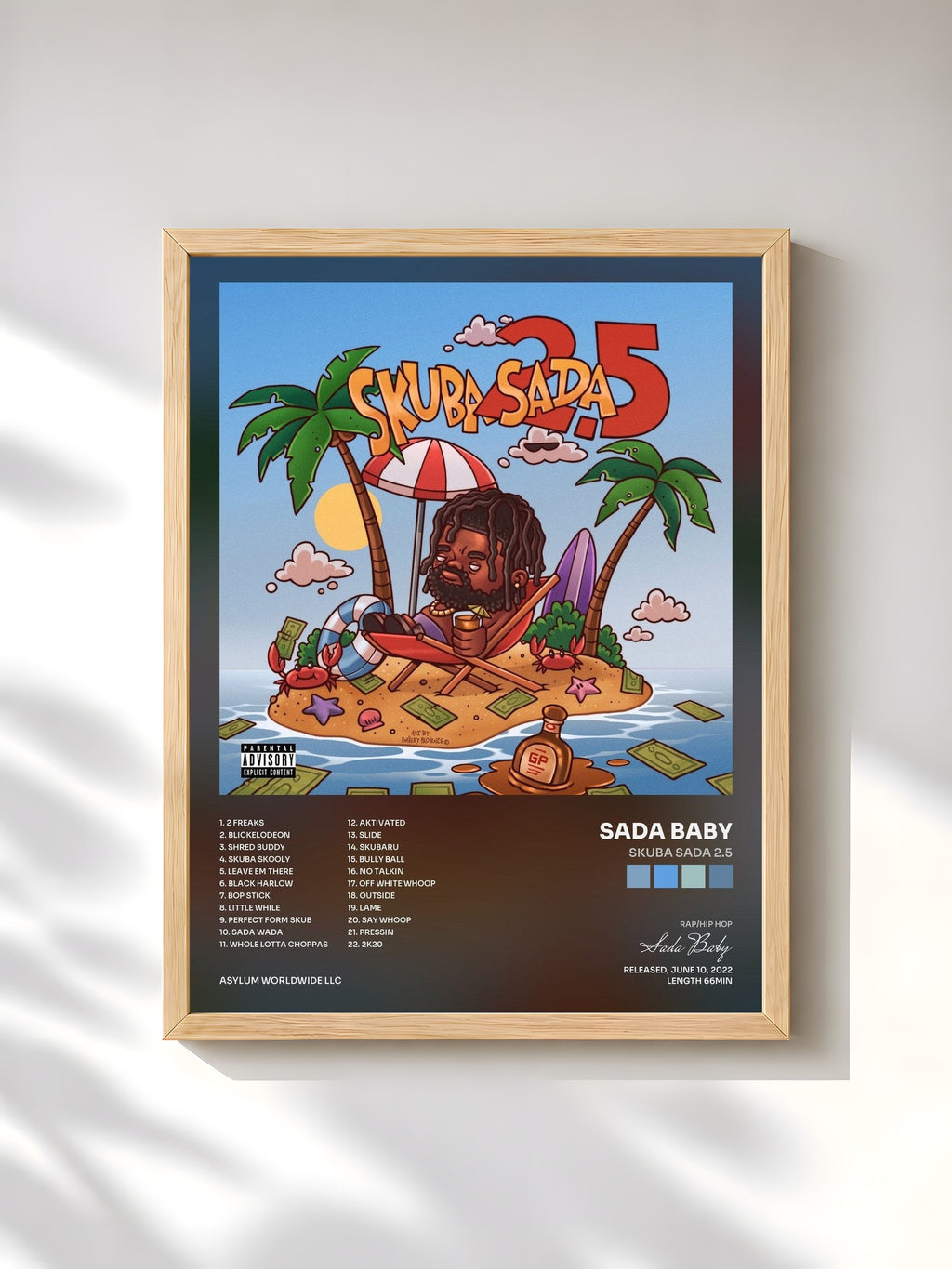 #bois Tableau de l'album Skuba Sada 2.5 de Sada Baby, cadre en bois brut, imprimé et encadré en France