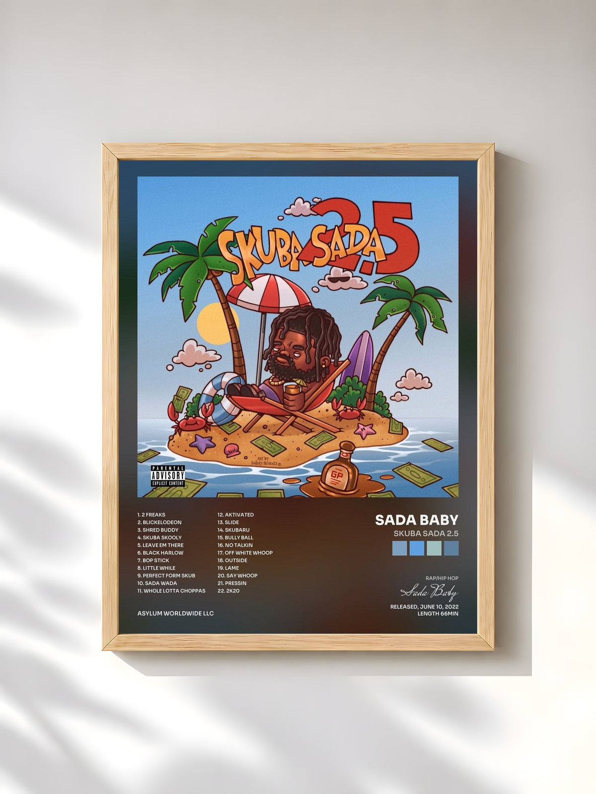 #bois Tableau de l'album Skuba Sada 2.5 de Sada Baby, cadre en bois brut, imprimé et encadré en France