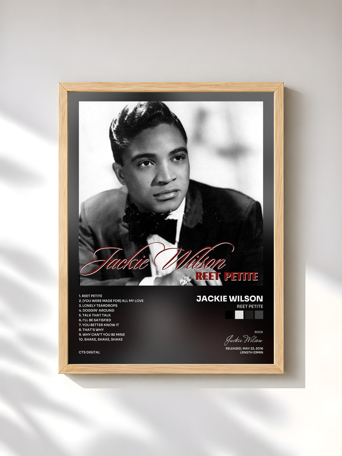#bois Tableau de l'album Reet Petite de Jackie Wilson, cadre en bois brut, imprimé et encadré en France