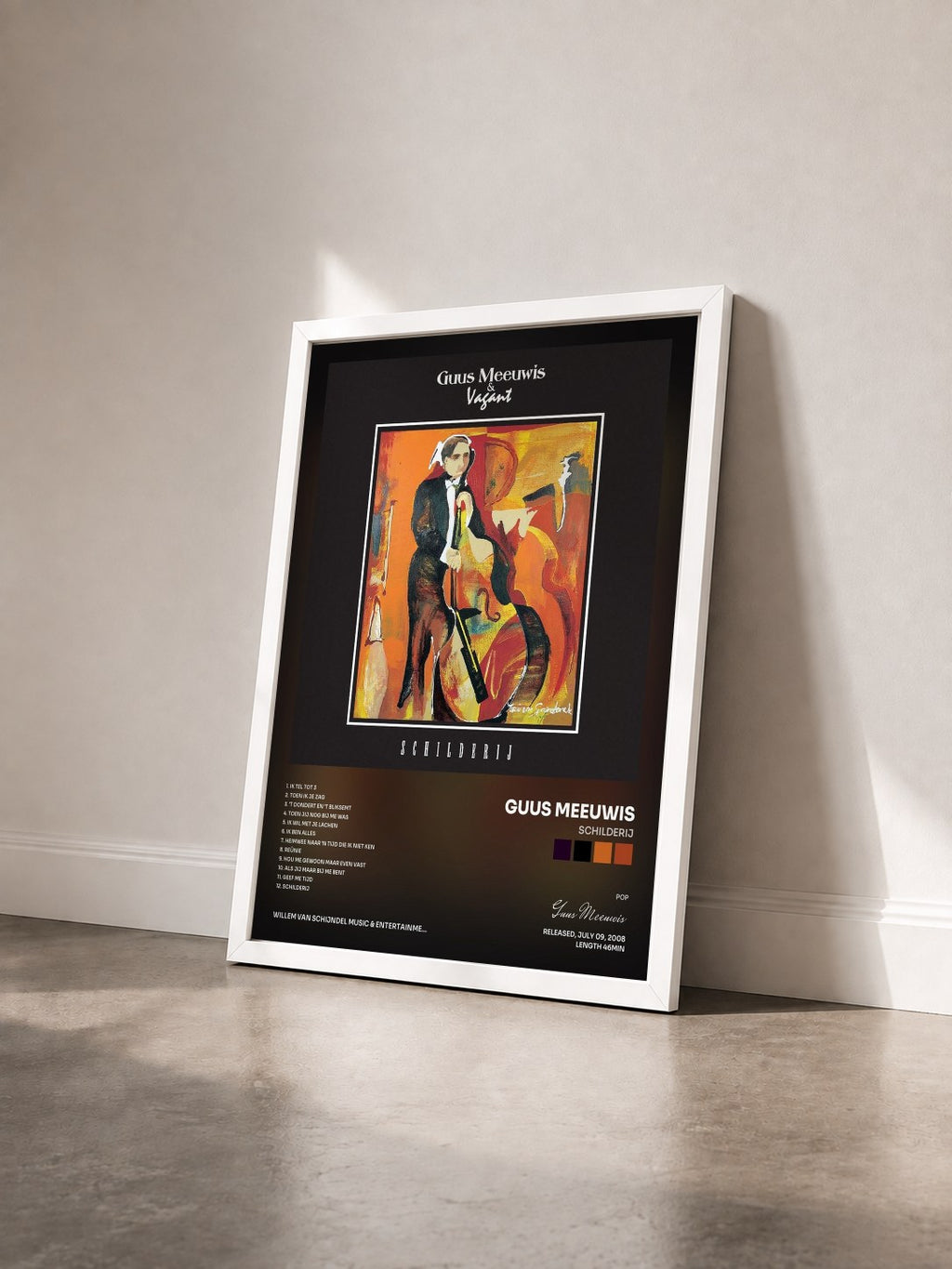 #blanc Tableau de l'album Schilderij de Guus Meeuwis vu de trois quarts, cadre blanc