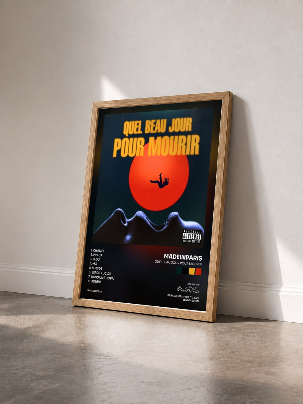 #bois Tableau de l'album Quel beau jour pour mourir de MadeInParis vu de trois quarts, cadre en bois brut
