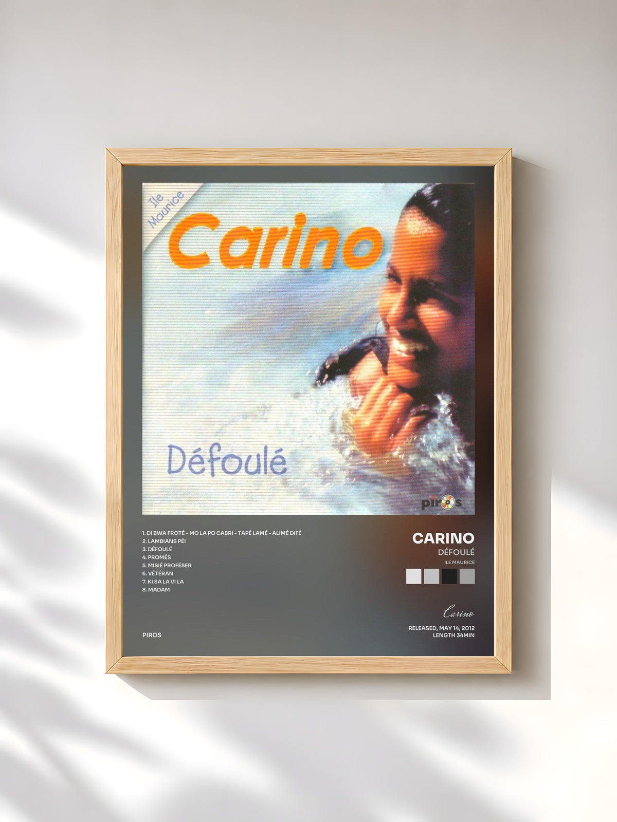 #bois Tableau de l'album Défoulé (Ile Maurice) de Carino, cadre en bois brut, imprimé et encadré en France