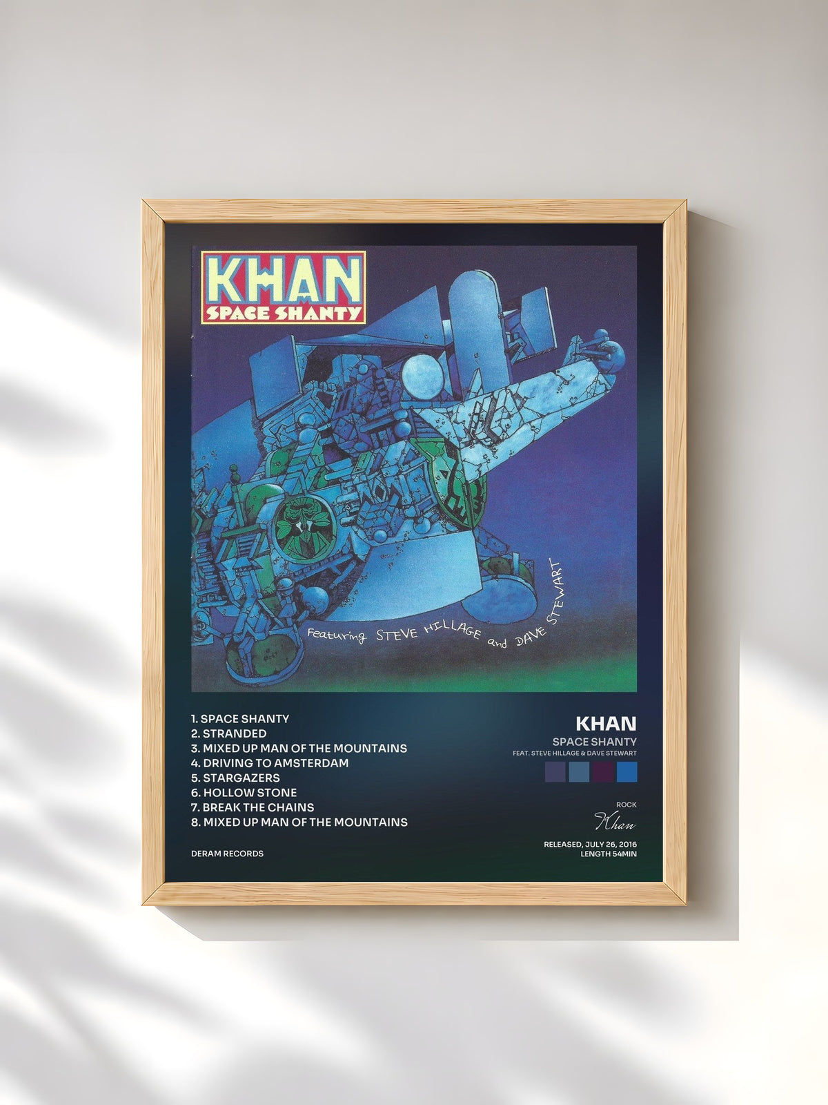 #bois Tableau de l'album Space Shanty (feat. Steve Hillage & Dave Stewart) de Khan, cadre en bois brut, imprimé et encadré en France