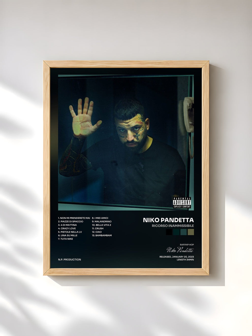 #bois Tableau de l'album RICORSO INAMMISSIBILE de Niko Pandetta, cadre en bois brut, imprimé et encadré en France