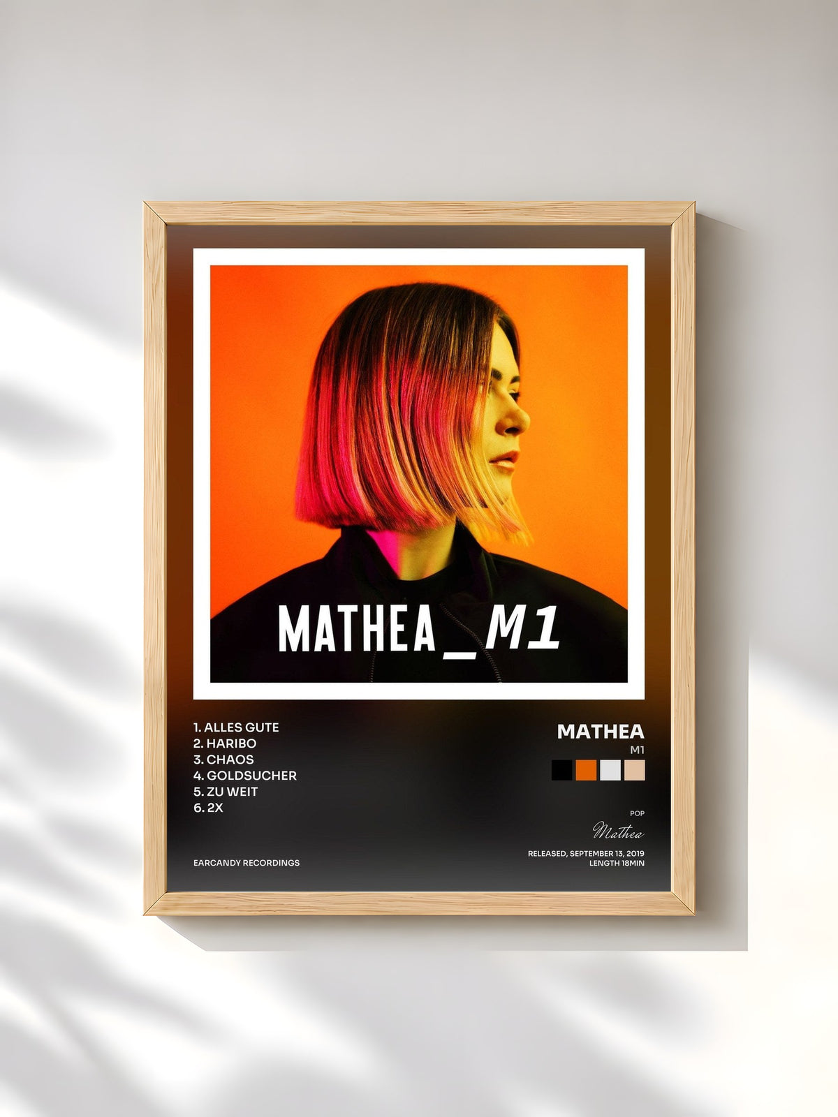 #bois Tableau de l'album M1 de Mathea, cadre en bois brut, imprimé et encadré en France