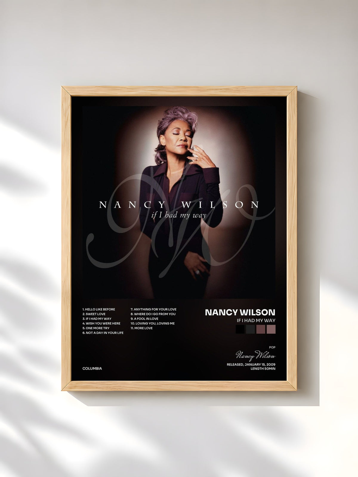 #bois Tableau de l'album IF I HAD MY WAY de Nancy Wilson, cadre en bois brut, imprimé et encadré en France