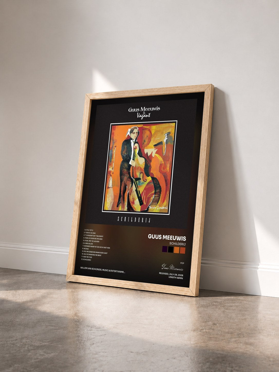 #bois Tableau de l'album Schilderij de Guus Meeuwis vu de trois quarts, cadre en bois brut