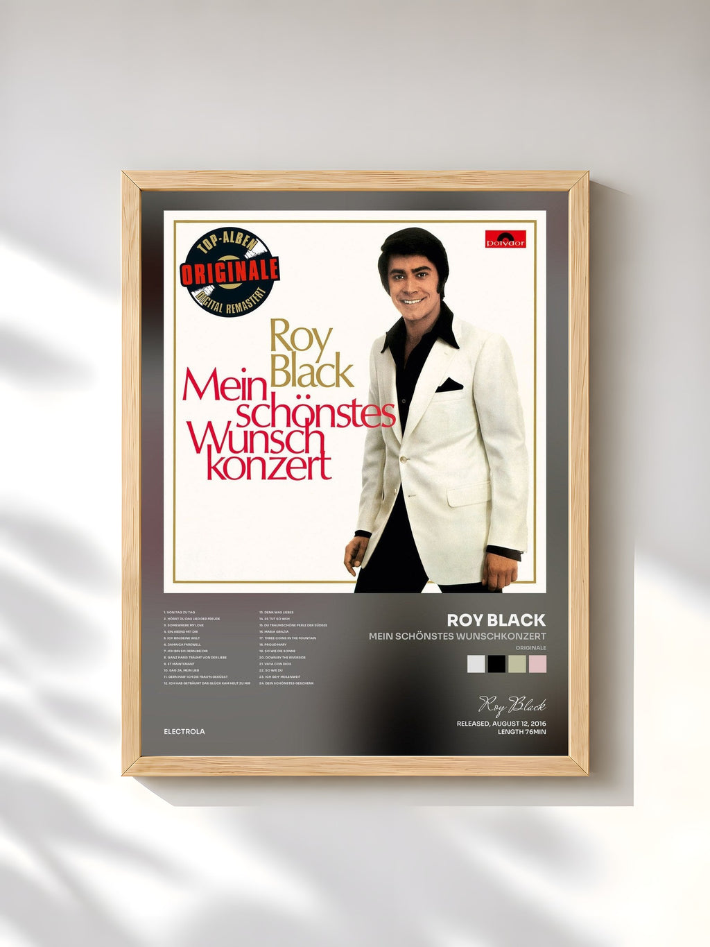 #bois Tableau de l'album Mein schönstes Wunschkonzert (Originale) de Roy Black, cadre en bois brut, imprimé et encadré en France