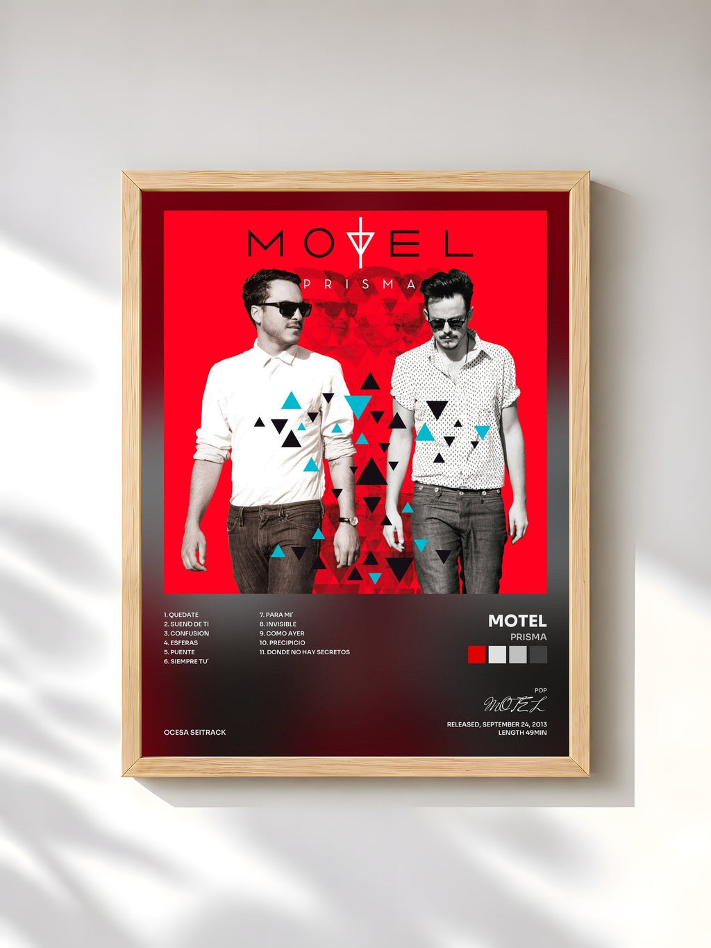 #bois Tableau de l'album Prisma de MOTEL, cadre en bois brut, imprimé et encadré en France