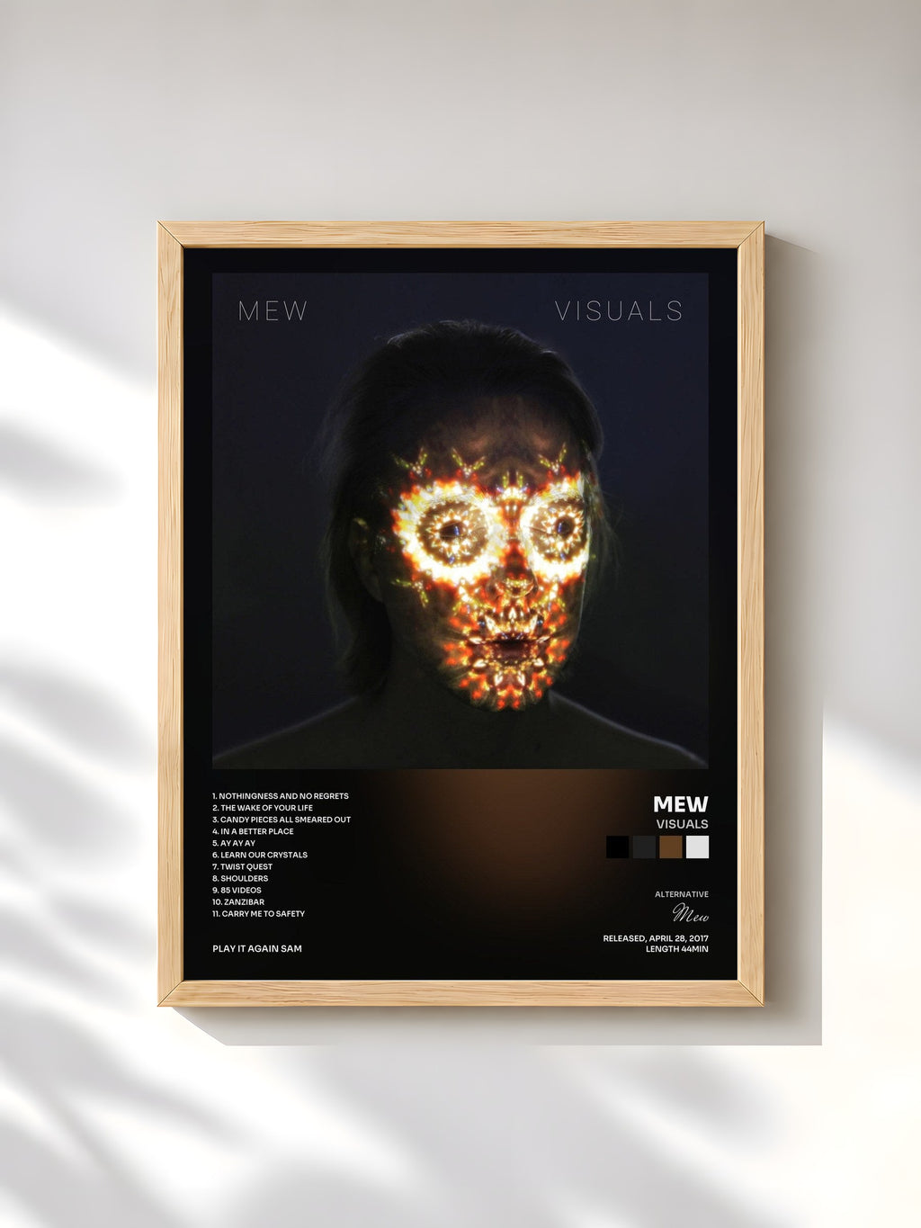 #bois Tableau de l'album Visuals de Mew, cadre en bois brut, imprimé et encadré en France