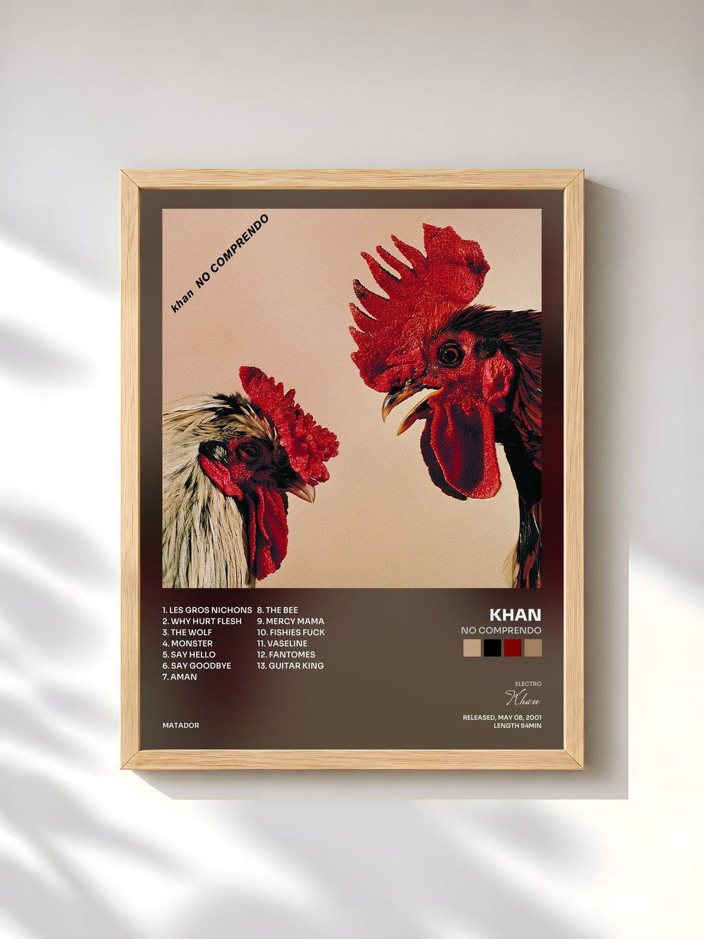 #bois Tableau de l'album No Comprendo de Khan, cadre en bois brut, imprimé et encadré en France