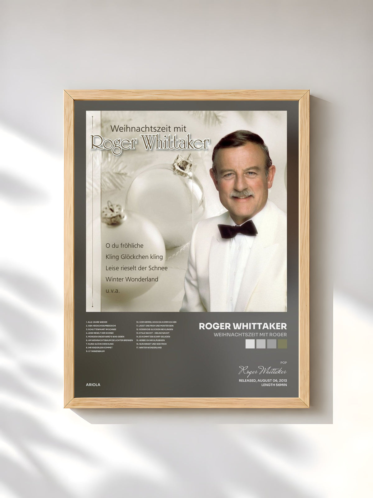 #bois Tableau de l'album Weihnachtszeit mit Roger de Roger Whittaker, cadre en bois brut, imprimé et encadré en France