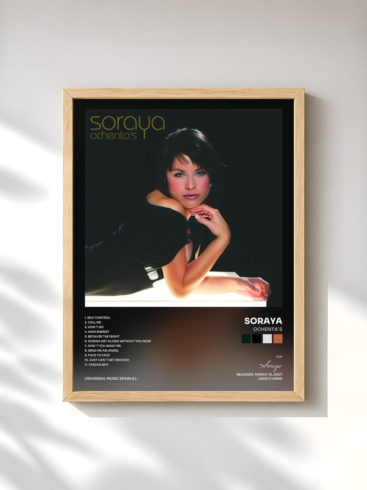 #bois Tableau de l'album Ochenta´s de Soraya, cadre en bois brut, imprimé et encadré en France